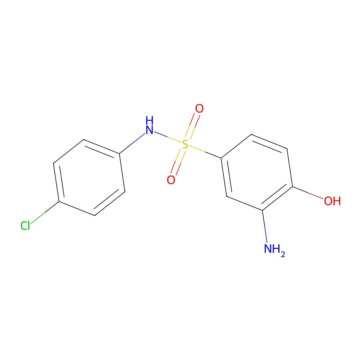 3-amino-N-(4-chlorophenyl)-4-hydroxybenzene-1-sulfonamide molecular structure, CAS 328028-24-6