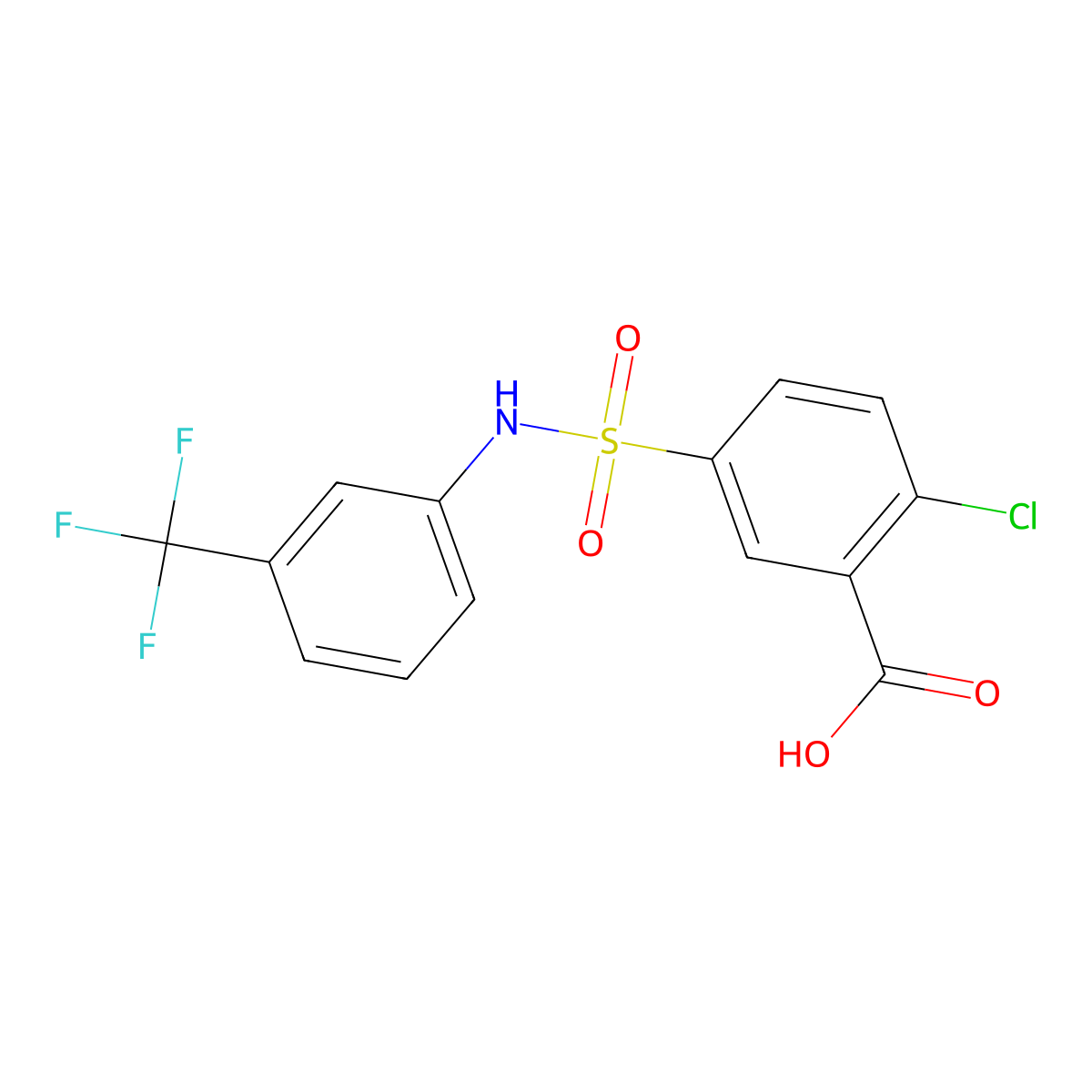 2-Chloro-5-{[3-(trifluoromethyl)phenyl]sulfamoyl}benzoic acid molecular structure, CAS 328028-29-1