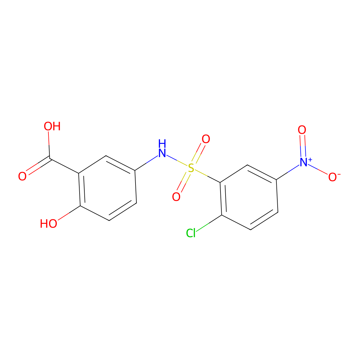 5-(2-Chloro-5-nitrobenzenesulfonamido)-2-hydroxybenzoic acid molecular structure, CAS 328028-30-4