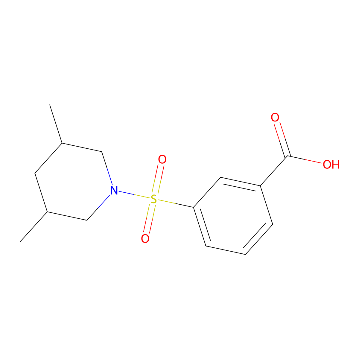 3-((3,5-Dimethylpiperidin-1-yl)sulfonyl)benzoic acid molecular structure, CAS 328028-36-0