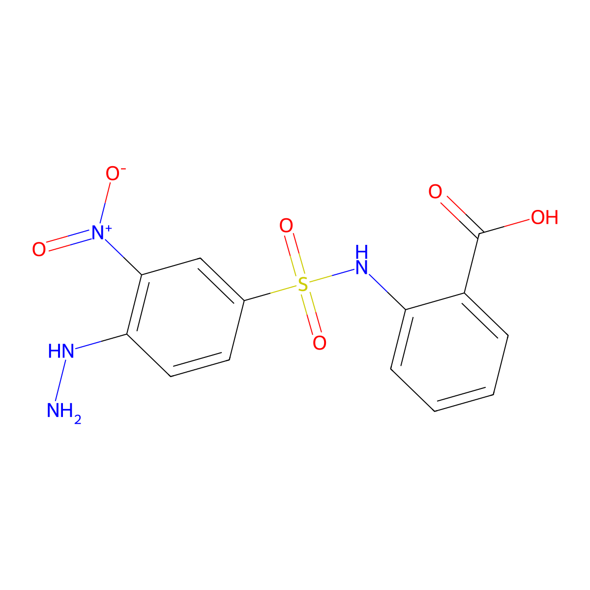 2-[[(4-Hydrazinyl-3-nitrophenyl)sulfonyl]amino]benzoic acid molecular structure, CAS 328028-41-7
