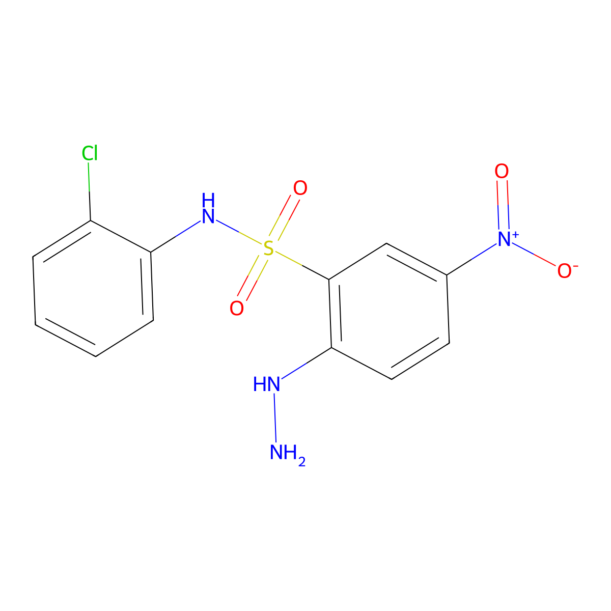 N-(2-chlorophenyl)-2-hydrazinyl-5-nitrobenzene-1-sulfonamide molecular structure, CAS 328028-43-9