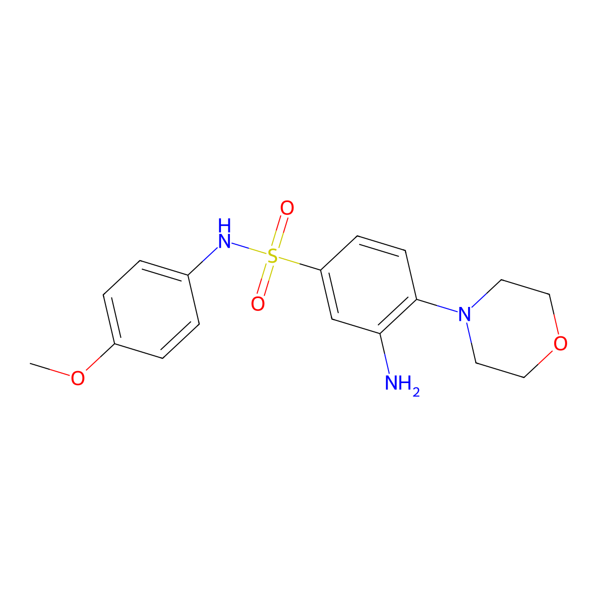 3-amino-N-(4-methoxyphenyl)-4-(morpholin-4-yl)benzene-1-sulfonamide molecular structure, CAS 328028-55-3