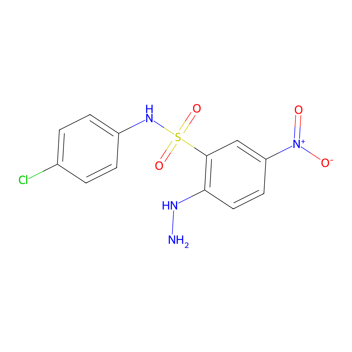 N-(4-chlorophenyl)-2-hydrazinyl-5-nitrobenzene-1-sulfonamide molecular structure, CAS 328028-59-7