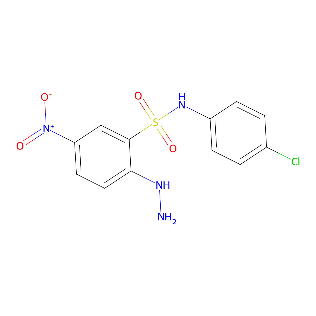 N-(4-chlorophenyl)-2-hydrazinyl-5-nitrobenzene-1-sulfonamide molecular structure, CAS 328028-59-7