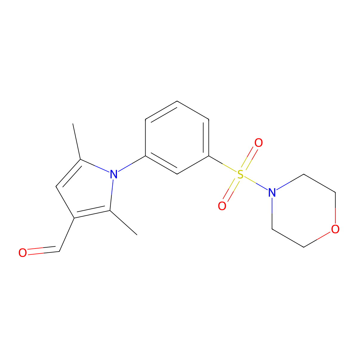 2,5-dimethyl-1-(3-(morpholine-4-sulfonyl)phenyl)-1H-pyrrole-3-carbaldehyde molecular structure, CAS 328028-84-8