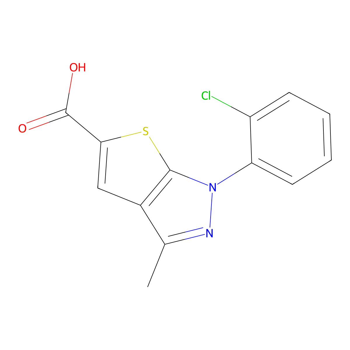1-(2-chlorophenyl)-3-methyl-1H-thieno[2,3-c]pyrazole-5-carboxylic acid molecular structure, CAS 328028-97-3