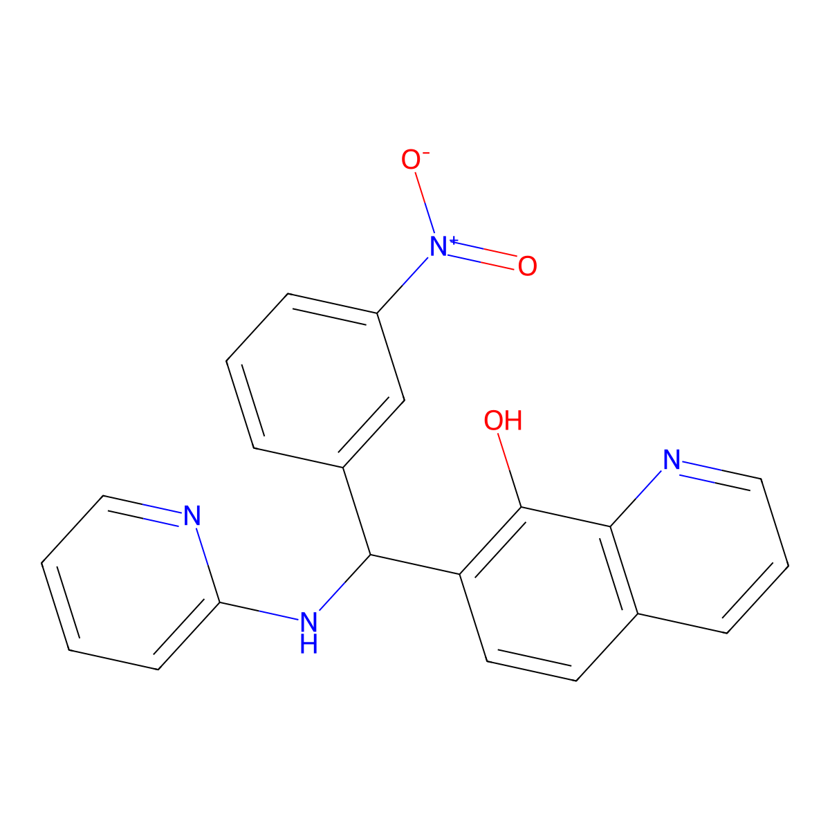 7-((3-Nitrophenyl)(pyridin-2-ylamino)methyl)quinolin-8-ol molecular structure, CAS 328029-49-8