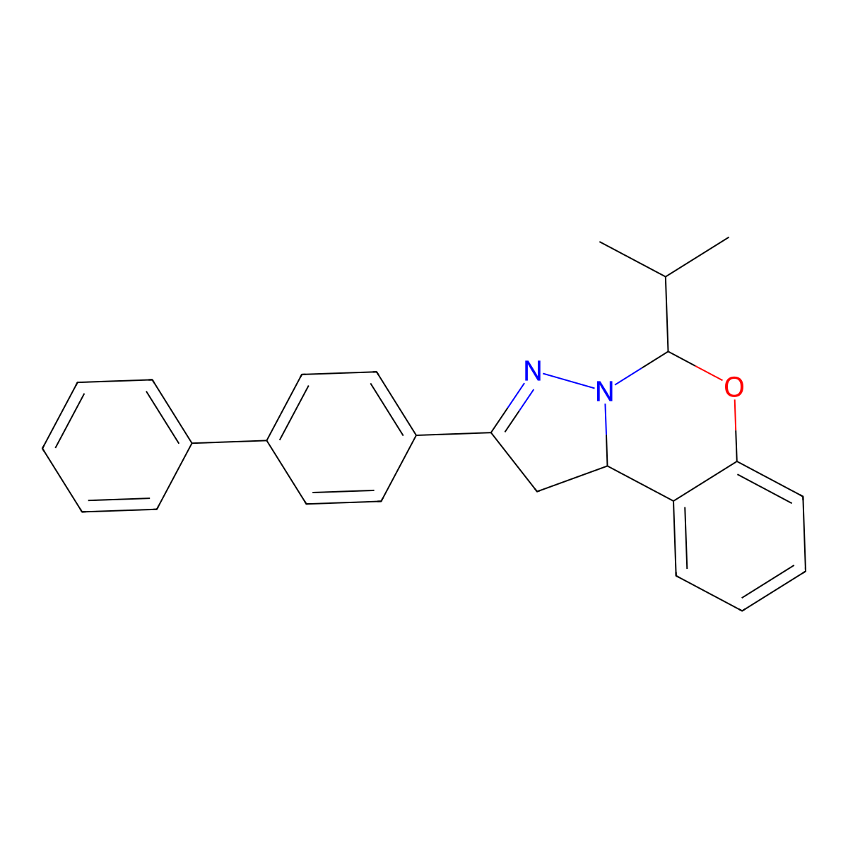 2-(Biphenyl-4-yl)-5-(propan-2-yl)-1,10b-dihydropyrazolo[1,5-c][1,3]benzoxazine molecular structure, CAS 328030-90-6