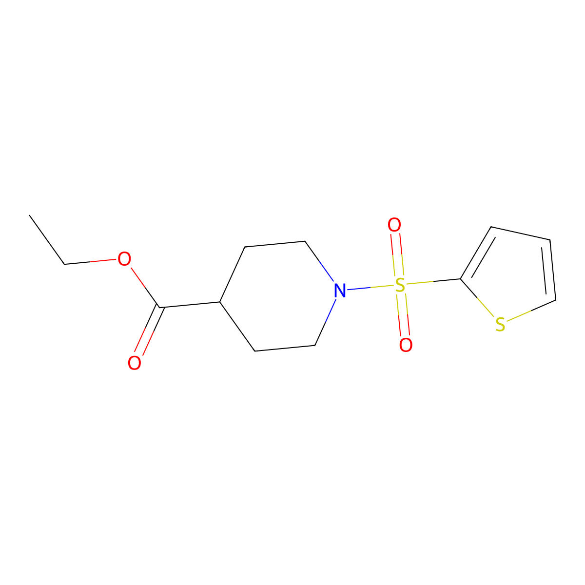 Ethyl1-(2-thienylsulfonyl)-4-piperidinecarboxylate molecular structure, CAS 328032-17-3
