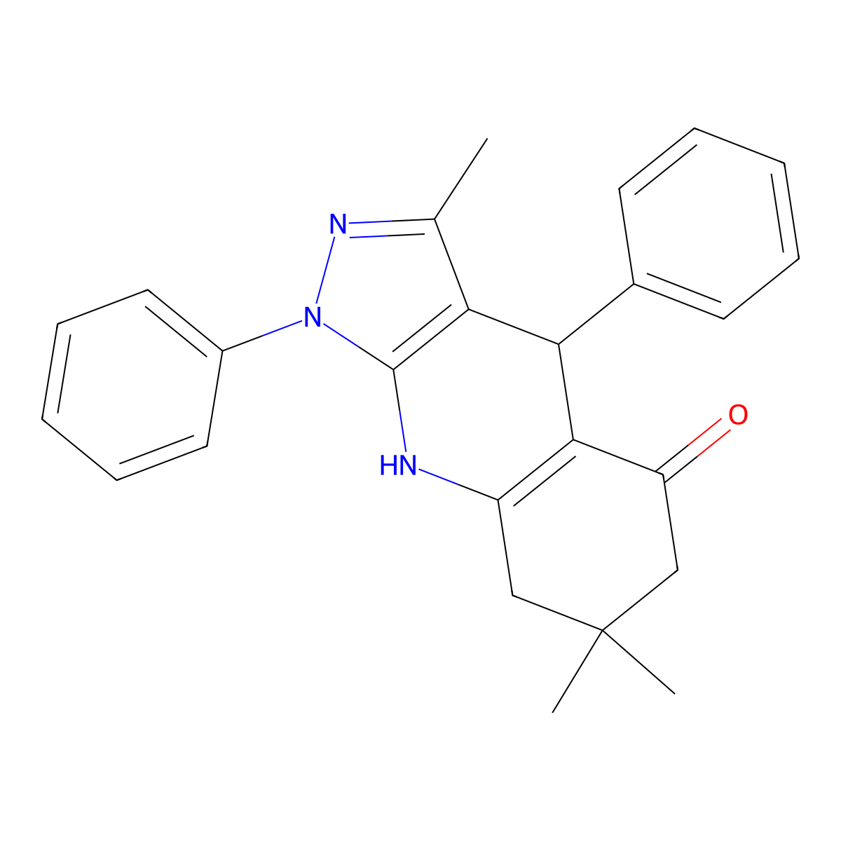 3,7,7-trimethyl-1,4-diphenyl-1,4,6,7,8,9-hexahydro-5H-pyrazolo[3,4-b]quinolin-5-one molecular structure, CAS 328032-78-6