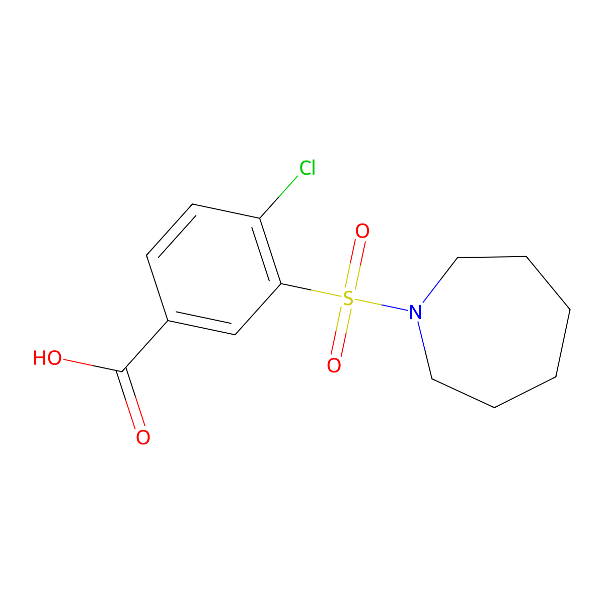 3-(Azepane-1-sulfonyl)-4-chloro-benzoic acid molecular structure, CAS 328032-91-3
