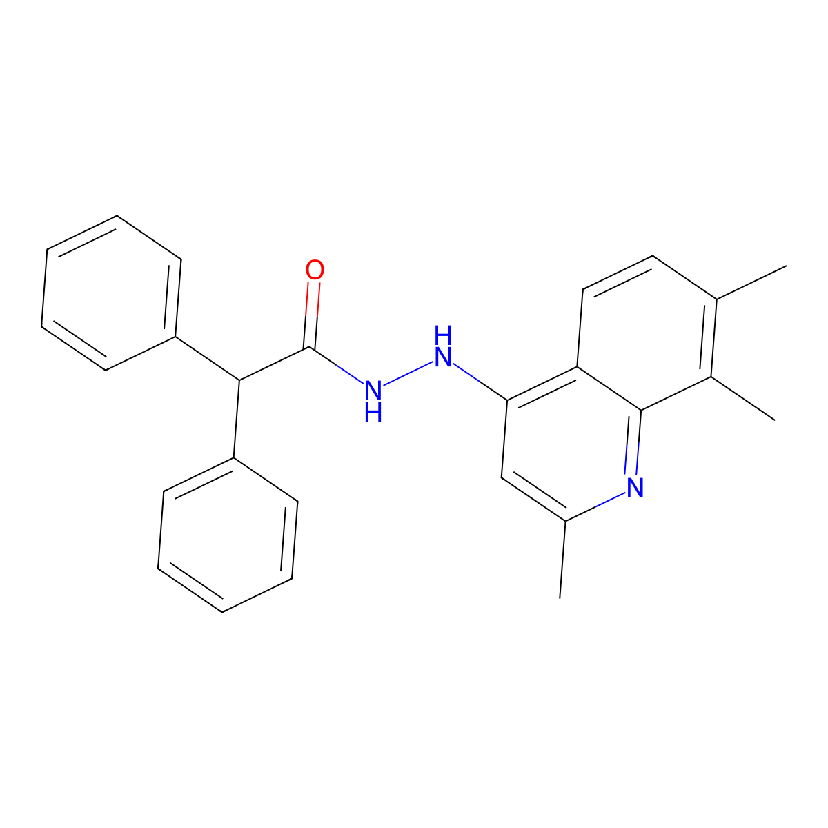 2,2-diphenyl-N'-(2,7,8-trimethylquinolin-4-yl)acetohydrazide molecular structure, CAS 328035-14-9