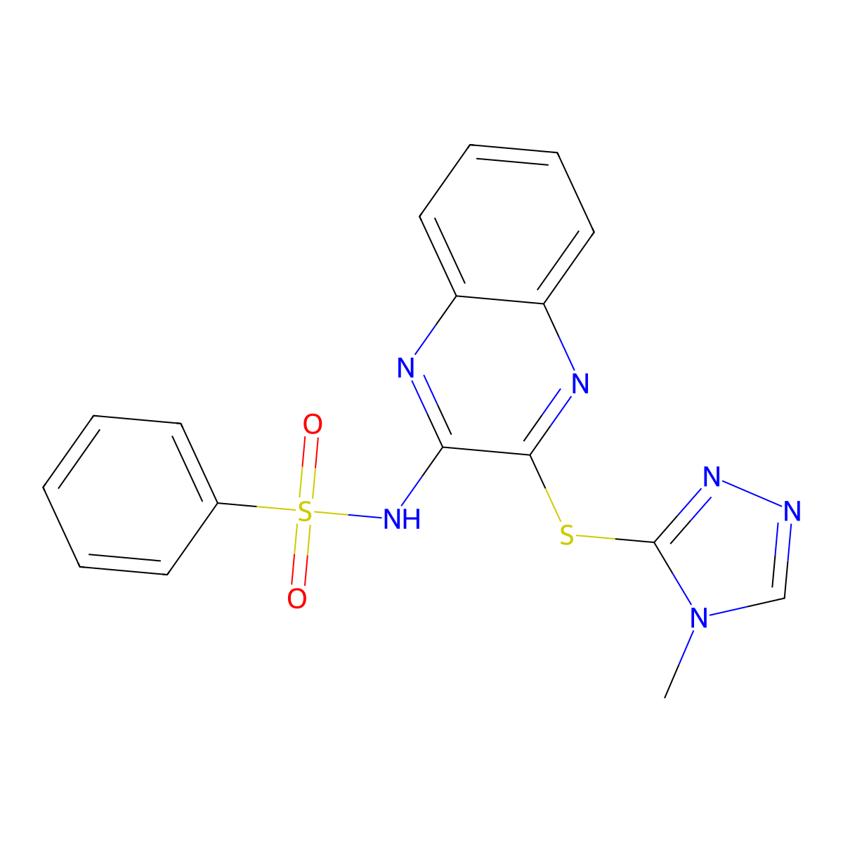 N-[3-[(4-methyl-1,2,4-triazol-3-yl)sulfanyl]quinoxalin-2-yl]benzenesulfonamide molecular structure, CAS 328035-75-2