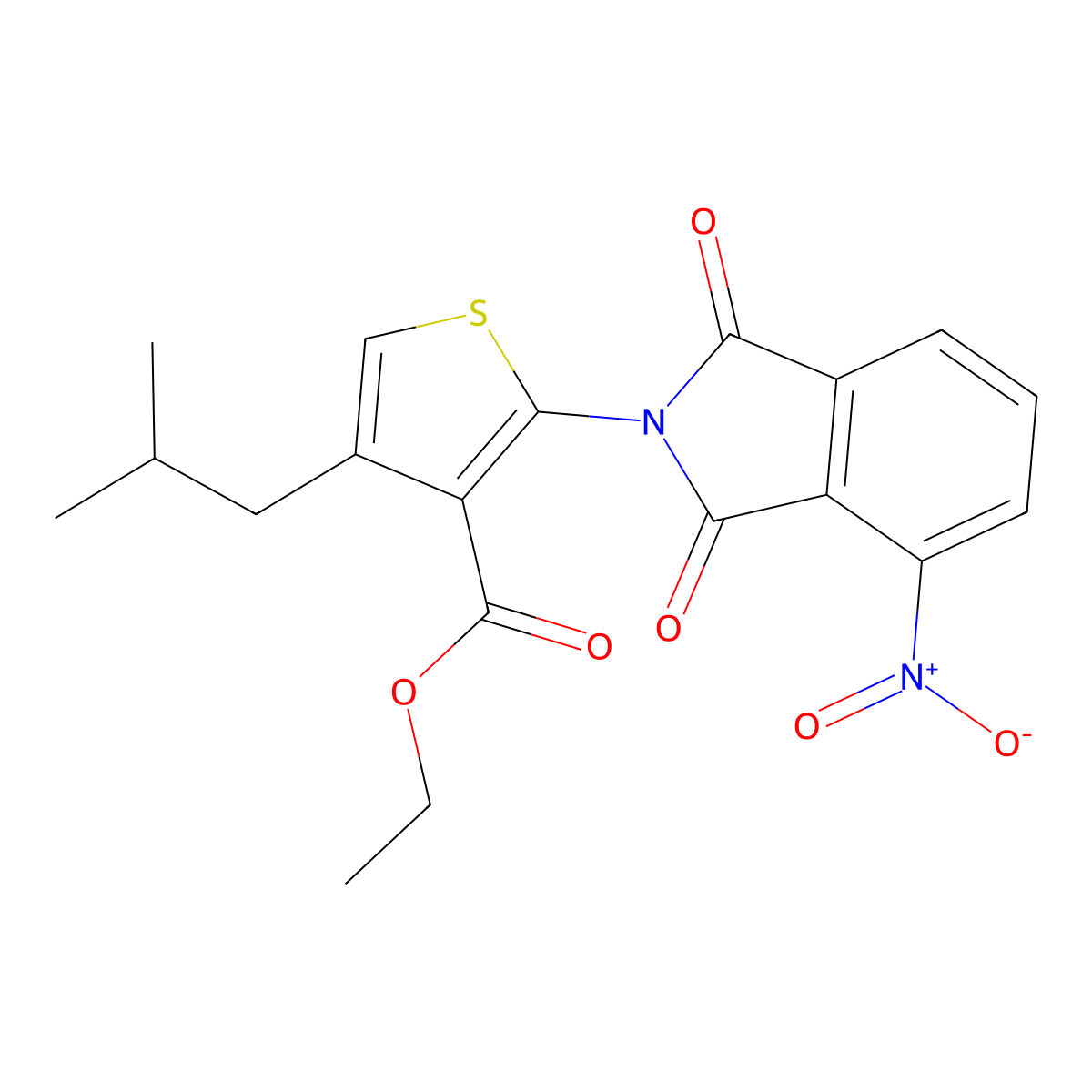 Ethyl 4-(2-methylpropyl)-2-(4-nitro-1,3-dioxoisoindol-2-yl)thiophene-3-carboxylate molecular structure, CAS 328037-11-2