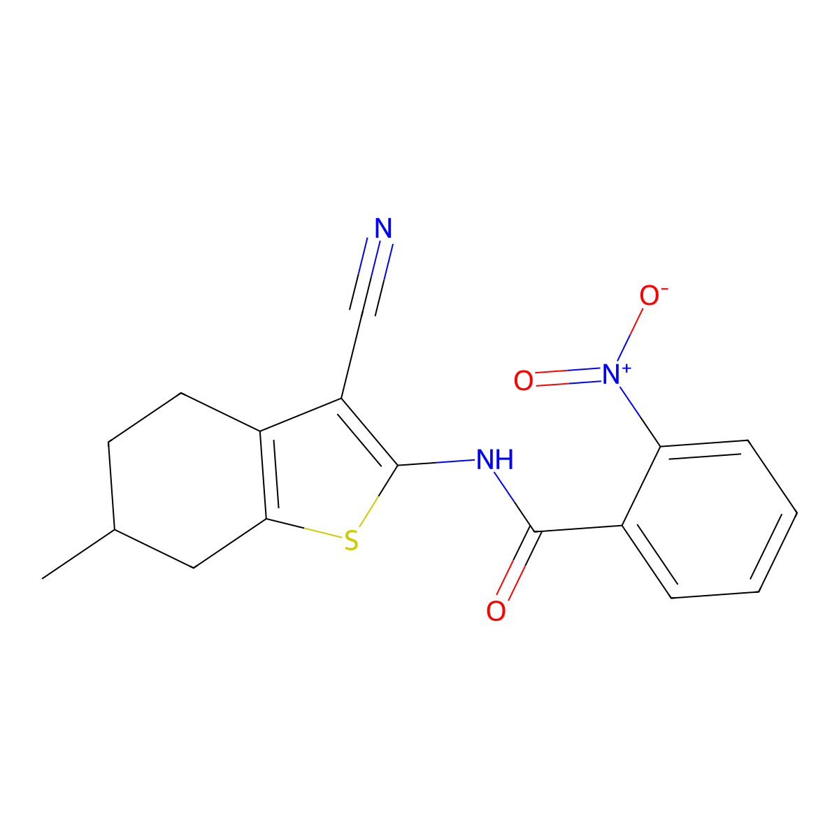 N-(3-cyano-6-methyl-4,5,6,7-tetrahydro-1-benzothiophen-2-yl)-2-nitrobenzamide molecular structure, CAS 328038-18-2