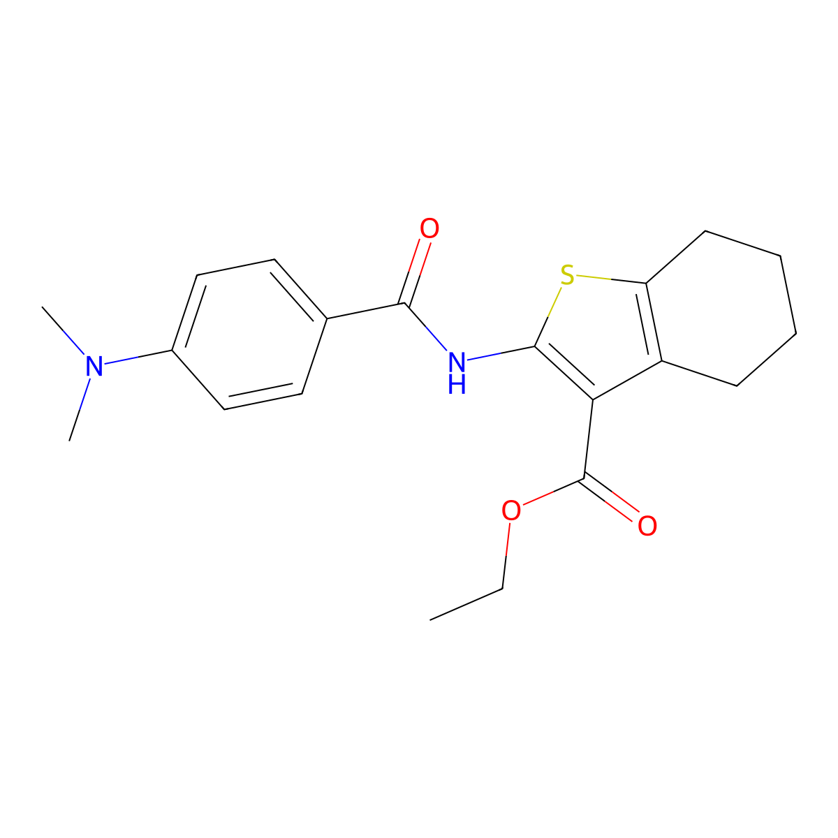 Ethyl 2-(4-(dimethylamino)benzamido)-4,5,6,7-tetrahydrobenzo[b]thiophene-3-carboxylate molecular structure, CAS 328038-22-8