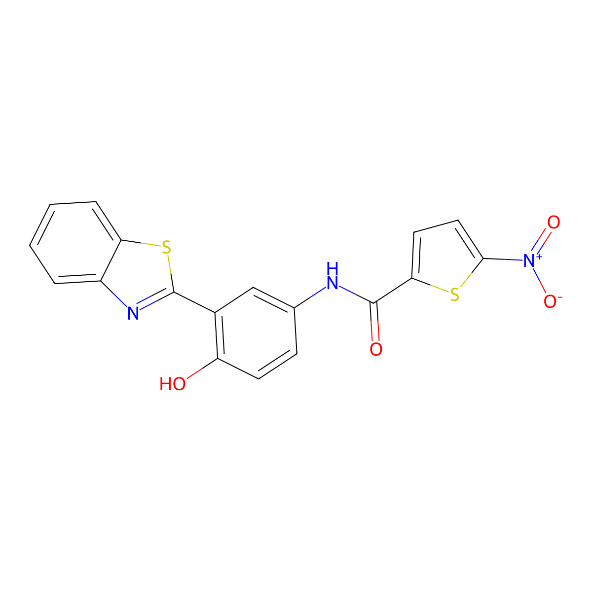 N-(3-(benzo[d]thiazol-2-yl)-4-hydroxyphenyl)-5-nitrothiophene-2-carboxamide molecular structure, CAS 328038-31-9