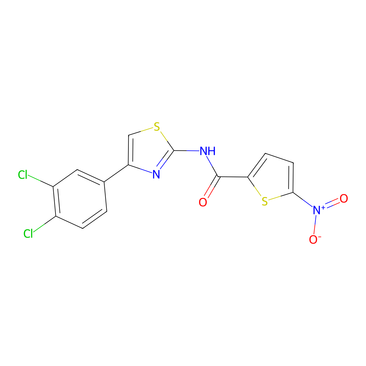 N-[4-(3,4-dichlorophenyl)-1,3-thiazol-2-yl]-5-nitrothiophene-2-carboxamide molecular structure, CAS 328038-35-3