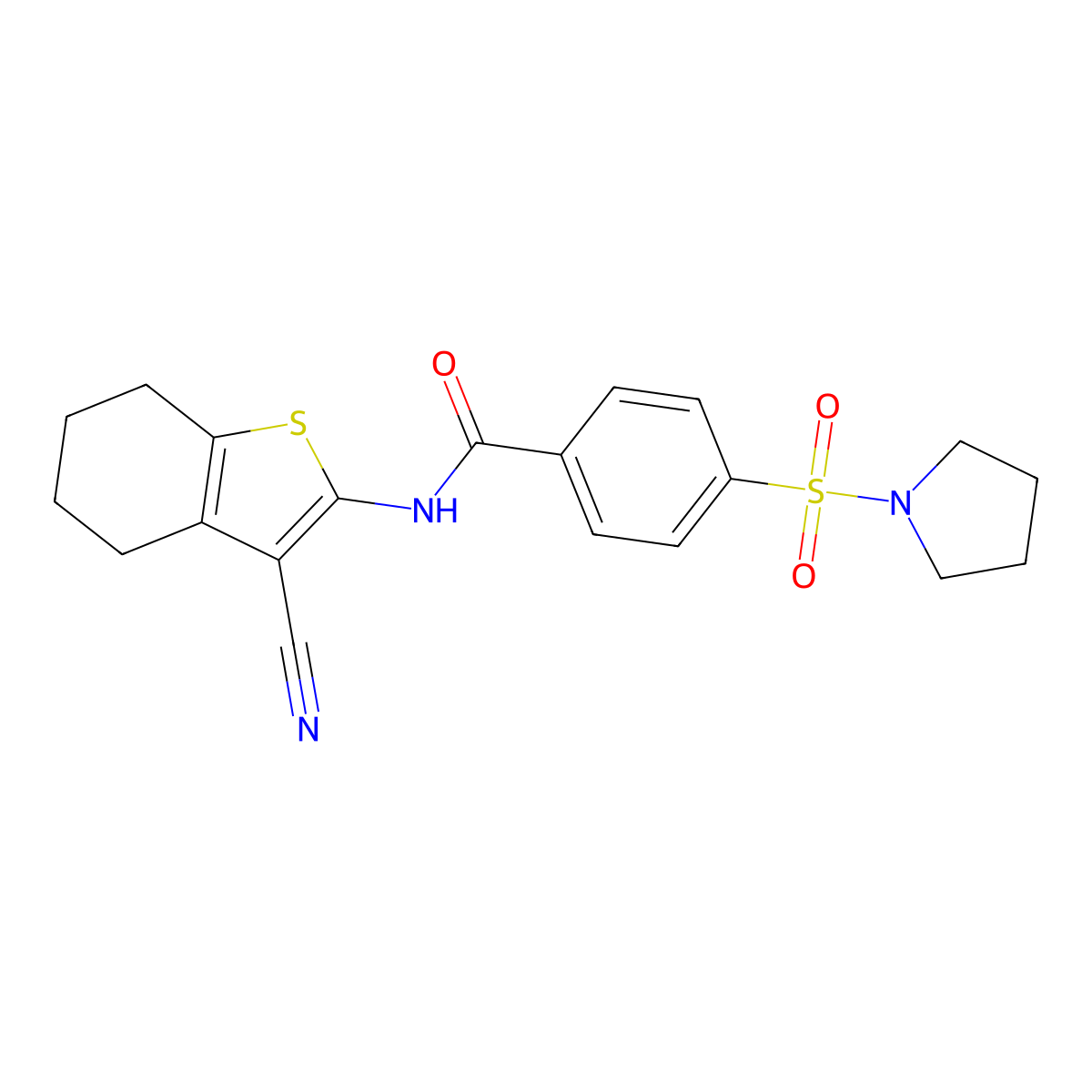 N-(3-cyano-4,5,6,7-tetrahydrobenzo[b]thiophen-2-yl)-4-(pyrrolidin-1-ylsulfonyl)benzamide molecular structure, CAS 328038-36-4
