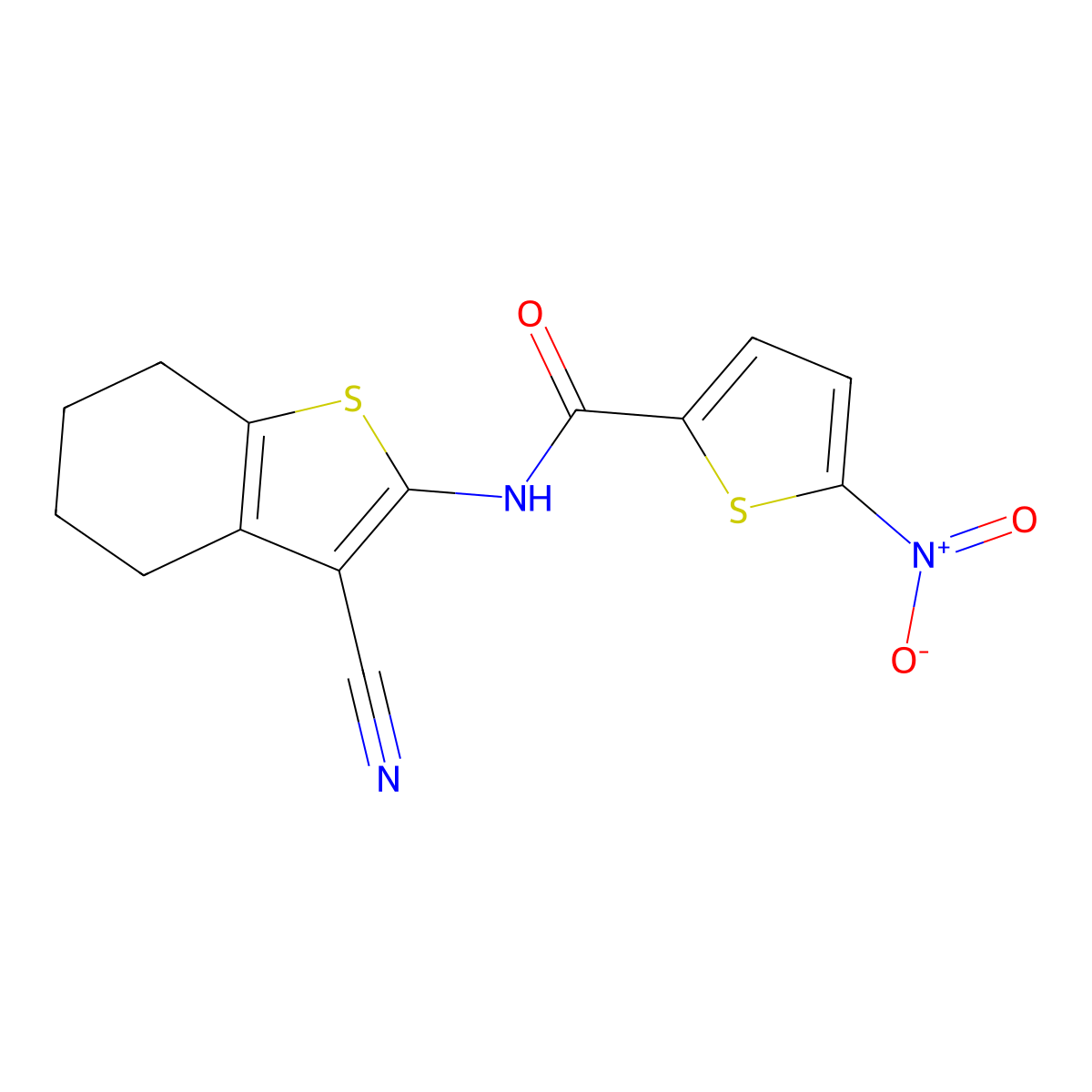 N-(3-cyano-4,5,6,7-tetrahydro-1-benzothiophen-2-yl)-5-nitrothiophene-2-carboxamide molecular structure, CAS 328038-41-1