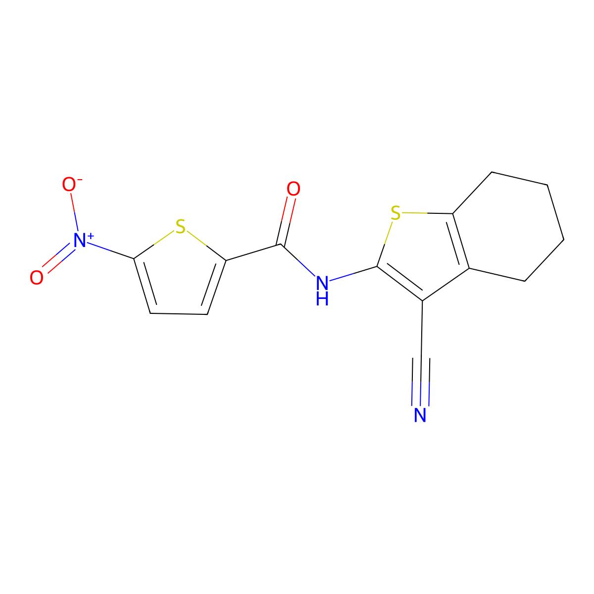 N-(3-cyano-4,5,6,7-tetrahydro-1-benzothiophen-2-yl)-5-nitrothiophene-2-carboxamide molecular structure, CAS 328038-41-1