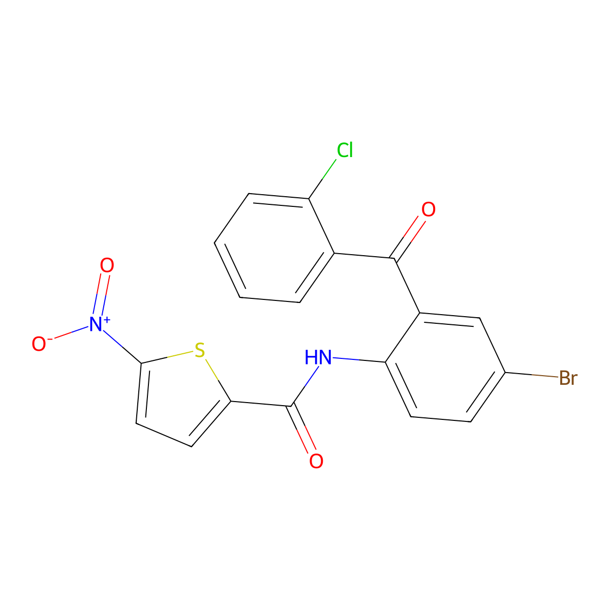 N-[4-bromo-2-(2-chlorobenzoyl)phenyl]-5-nitrothiophene-2-carboxamide molecular structure, CAS 328038-49-9