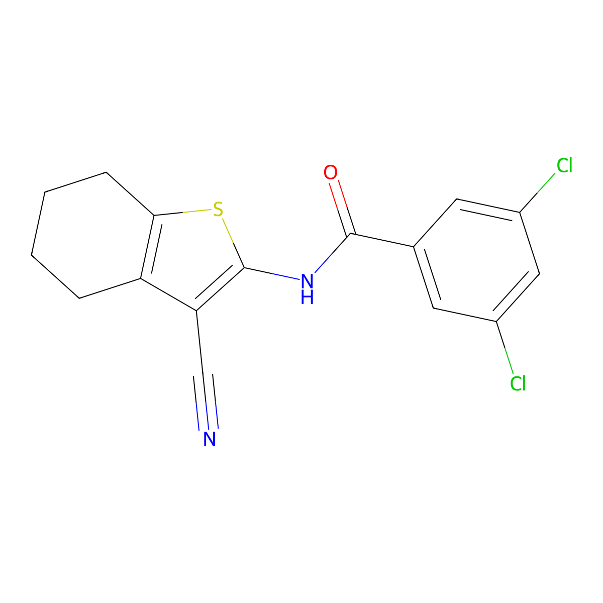 3,5-dichloro-N-(3-cyano-4,5,6,7-tetrahydro-1-benzothiophen-2-yl)benzamide molecular structure, CAS 328038-51-3