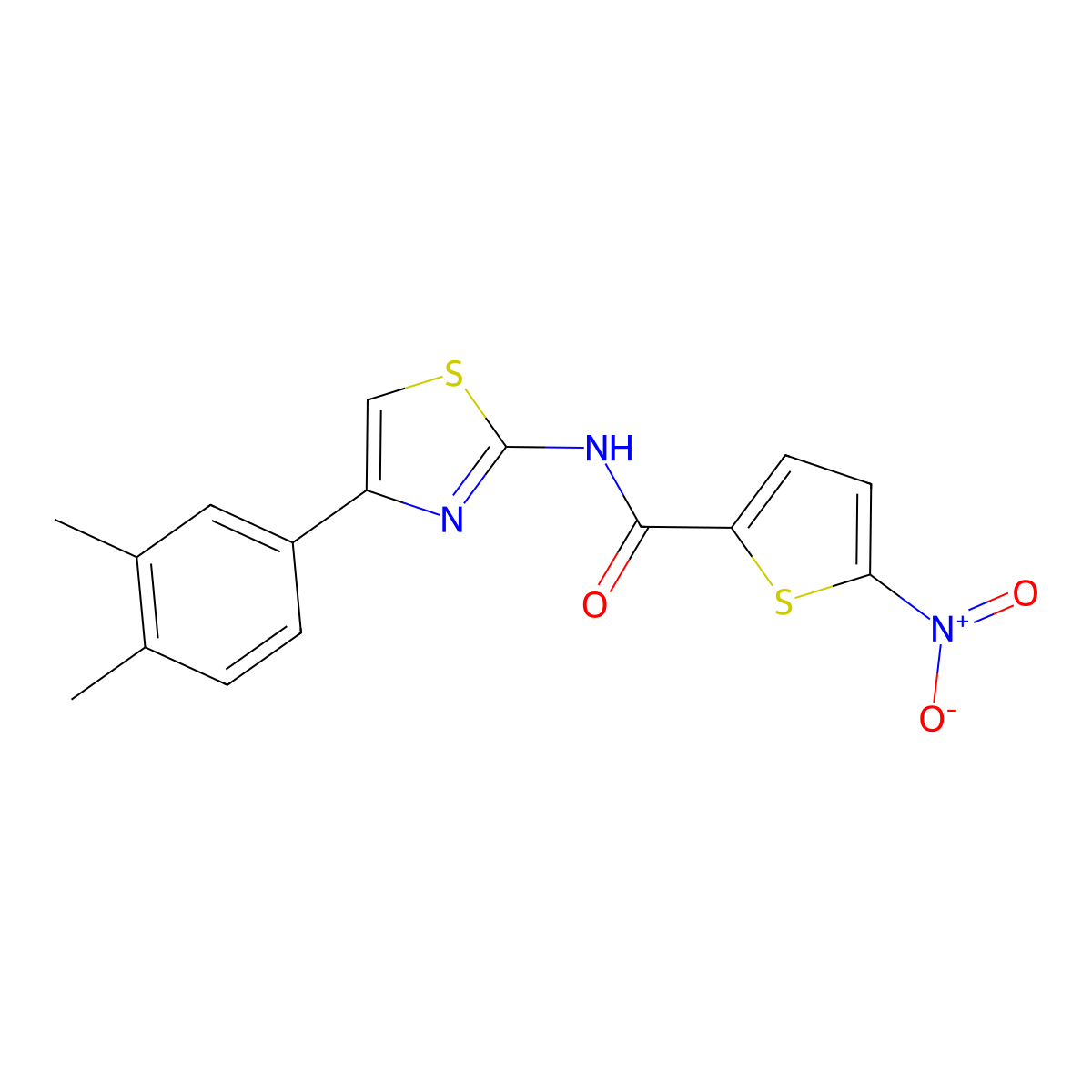 N-[4-(3,4-dimethylphenyl)-1,3-thiazol-2-yl]-5-nitrothiophene-2-carboxamide molecular structure, CAS 328038-53-5