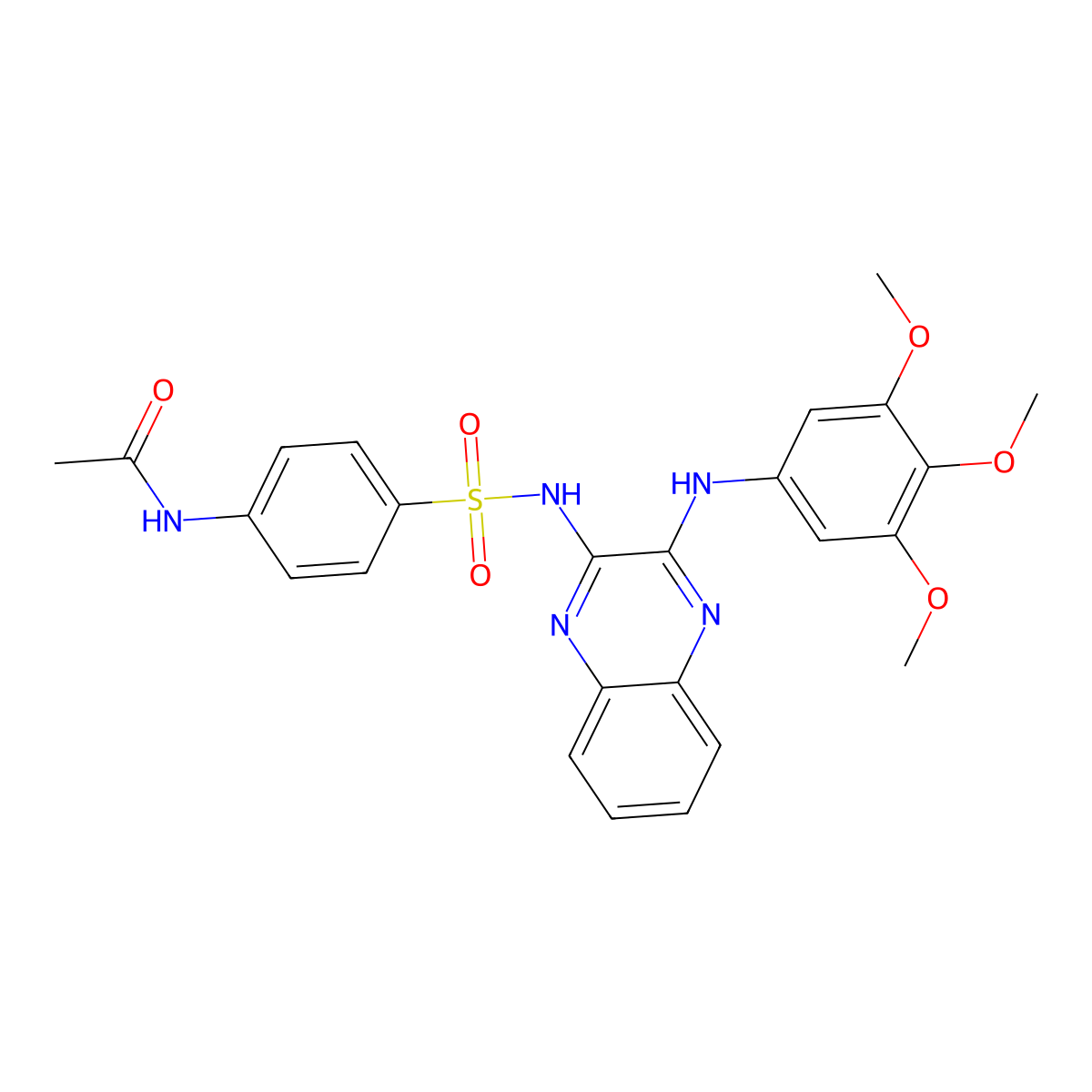 N-(4-{[(2Z)-3-[(3,4,5-trimethoxyphenyl)amino]quinoxalin-2(1H)-ylidene]sulfamoyl}phenyl)acetamide molecular structure, CAS 328039-37-8