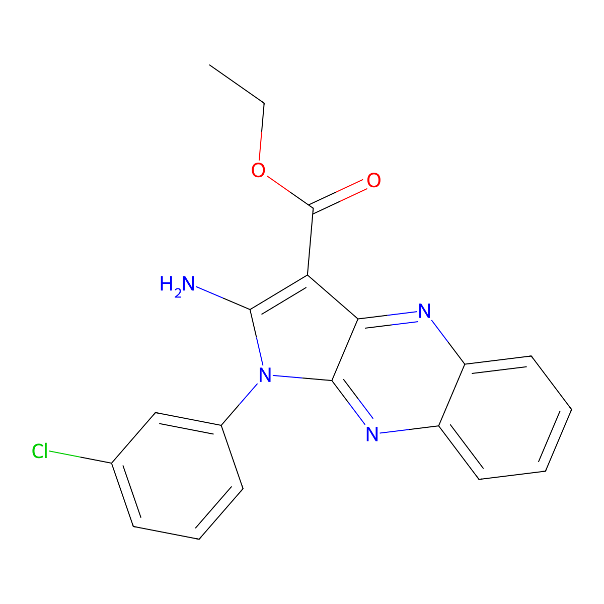 ethyl 2-amino-1-(3-chlorophenyl)-1H-pyrrolo[2,3-b]quinoxaline-3-carboxylate molecular structure, CAS 328039-46-9