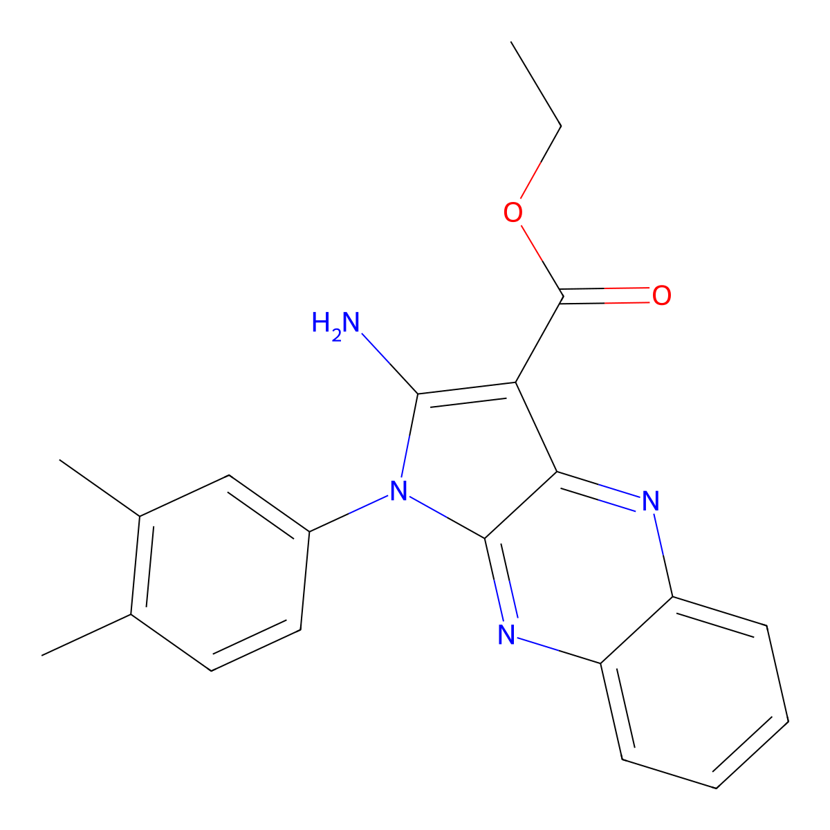 ethyl 2-amino-1-(3,4-dimethylphenyl)-1H-pyrrolo[2,3-b]quinoxaline-3-carboxylate molecular structure, CAS 328039-60-7