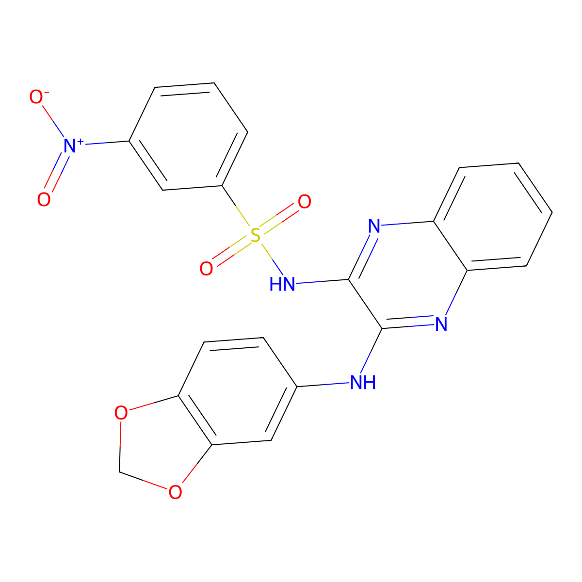 N-[3-(1,3-benzodioxol-5-ylamino)quinoxalin-2-yl]-3-nitrobenzenesulfonamide molecular structure, CAS 328039-69-6