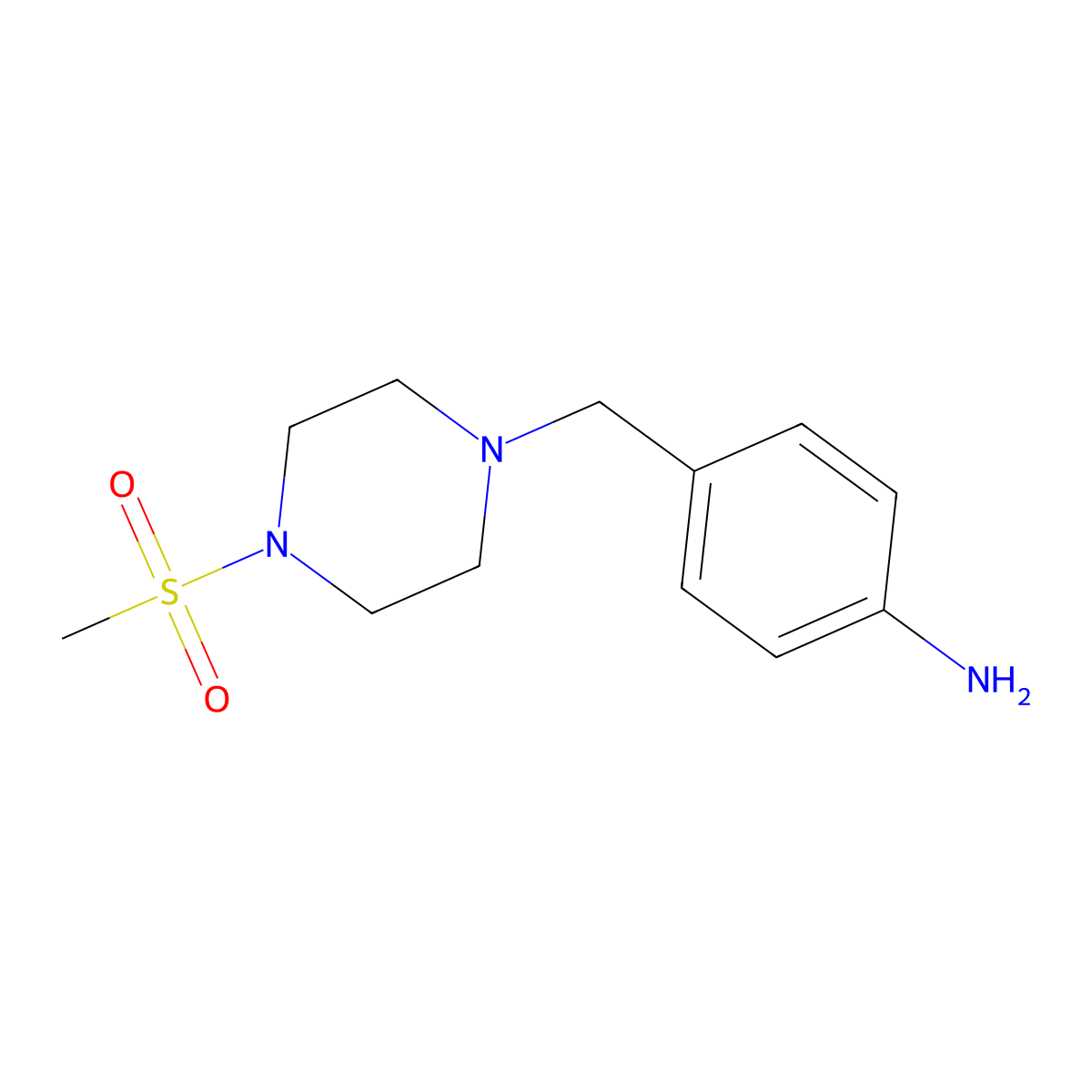 4-(4-Methanesulfonyl-piperazin-1-ylmethyl)-phenylamine molecular structure, CAS 328058-21-5