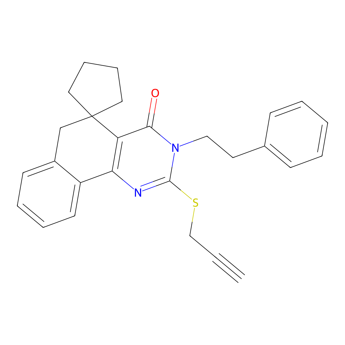 3-(2-phenylethyl)-2-prop-2-ynylsulfanylspiro[6H-benzo[h]quinazoline-5,1'-cyclopentane]-4-one molecular structure, CAS 328068-30-0