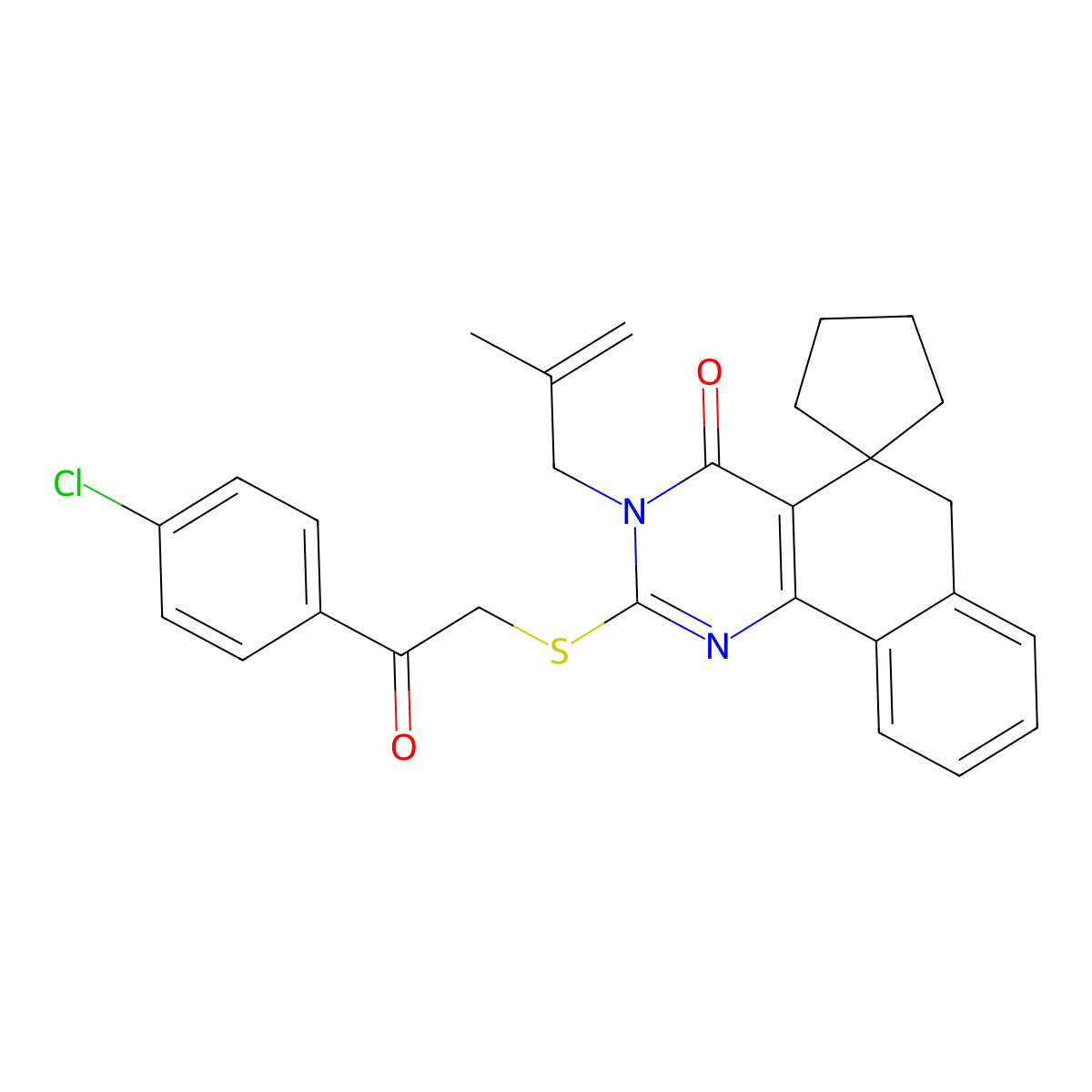 2-{[2-(4-chlorophenyl)-2-oxoethyl]sulfanyl}-3-(2-methyl-2-propenyl)-5,6-dihydrospiro(benzo[h]quinazoline-5,1'-cyclopentane)-4(3H)-one molecular structure, CAS 328068-38-8