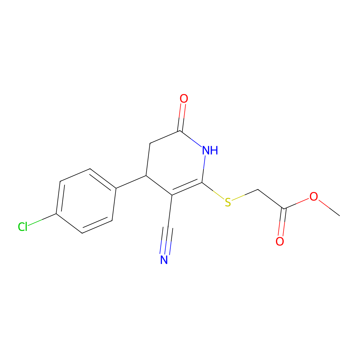 Methyl {[4-(4-chlorophenyl)-3-cyano-6-oxo-1,4,5,6-tetrahydropyridin-2-yl]sulfanyl}acetate molecular structure, CAS 328068-43-5