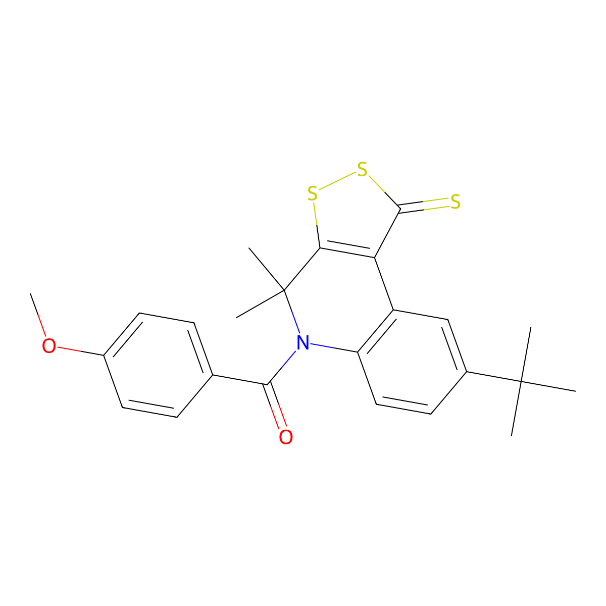 (8-Tert-butyl-4,4-dimethyl-1-sulfanylidenedithiolo[3,4-c]quinolin-5-yl)-(4-methoxyphenyl)methanone molecular structure, CAS 328068-91-3
