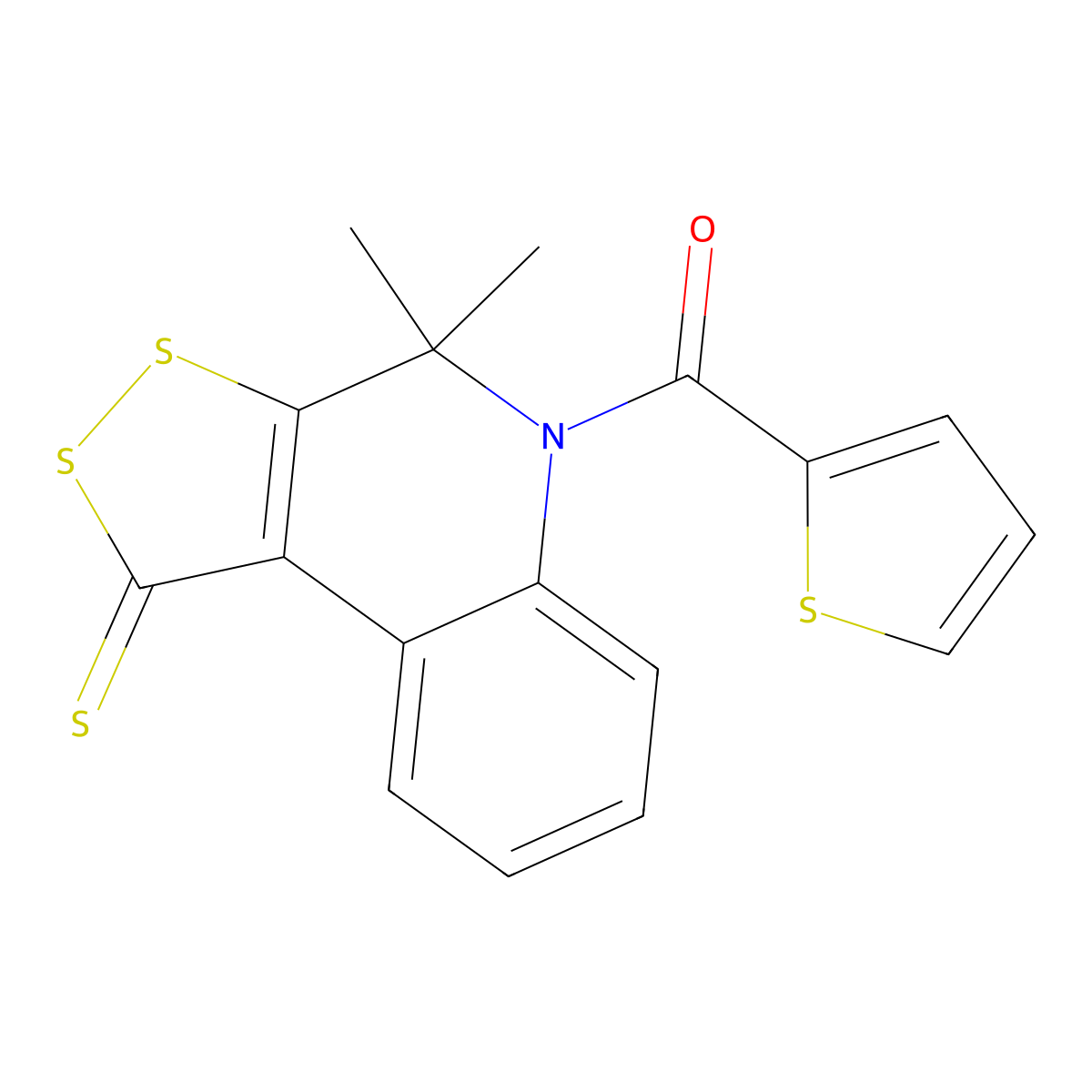 4,4-dimethyl-5-(2-thienylcarbonyl)-4,5-dihydro-1H-[1,2]dithiolo[3,4-c]quinoline-1-thione molecular structure, CAS 328069-01-8