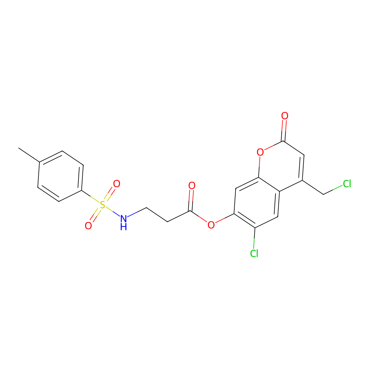 6-chloro-4-(chloromethyl)-2-oxo-2H-chromen-7-yl 3-(4-methylbenzenesulfonamido)propanoate molecular structure, CAS 328069-04-1
