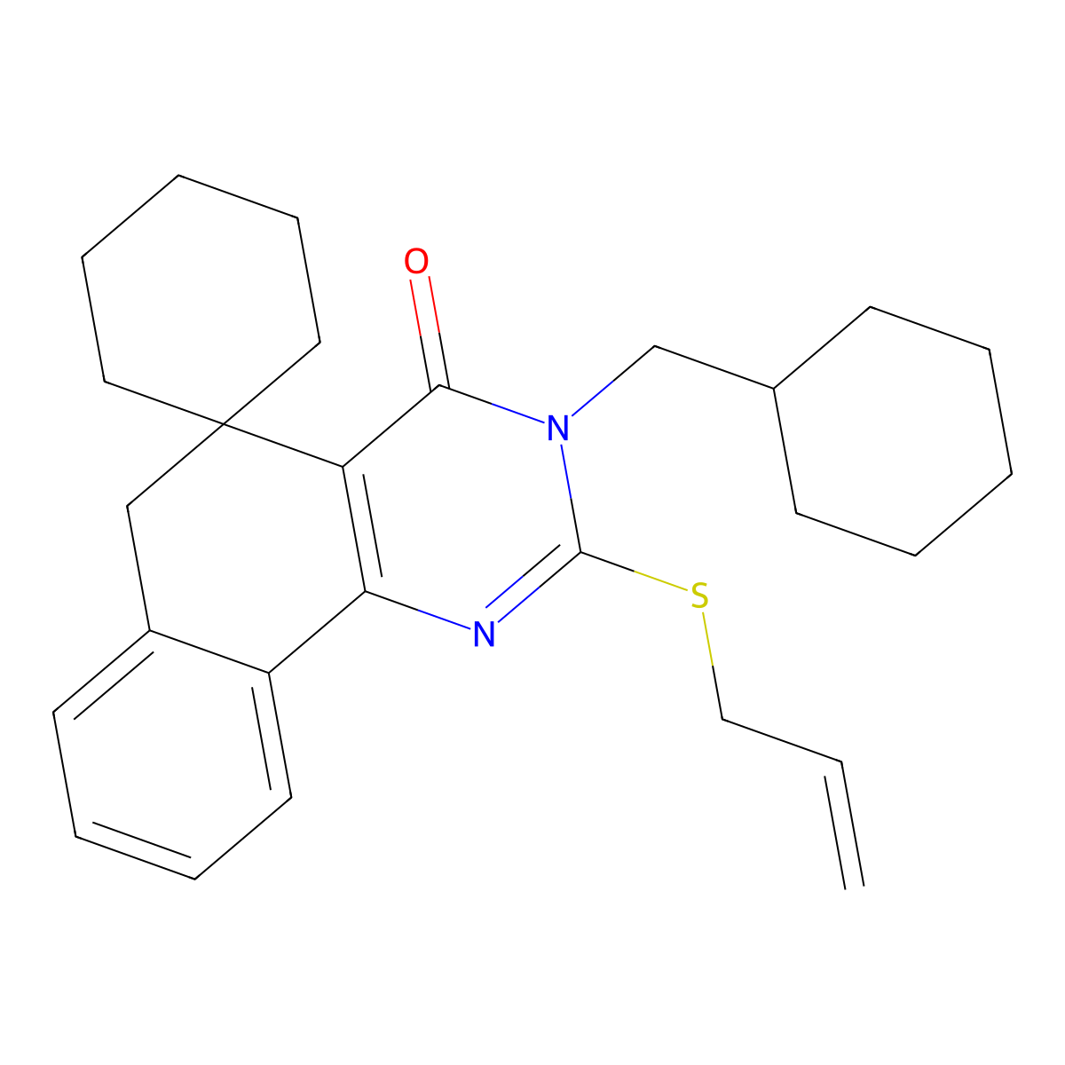 3-(cyclohexylmethyl)-2-prop-2-enylsulfanylspiro[6H-benzo[h]quinazoline-5,1'-cyclohexane]-4-one molecular structure, CAS 328069-16-5