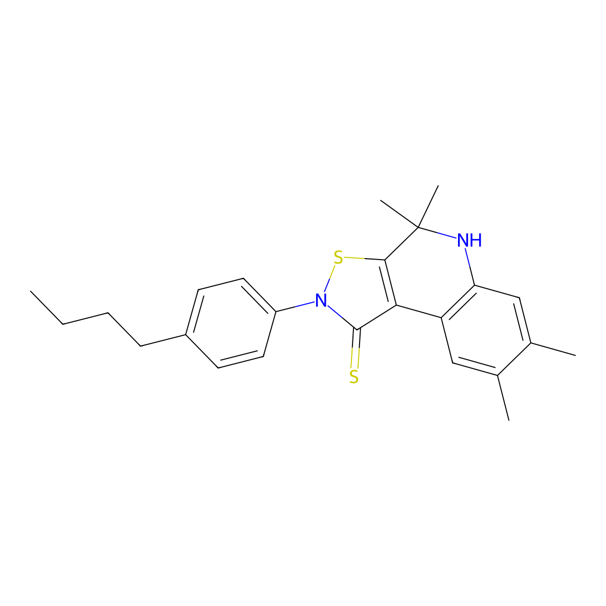 2-(4-butylphenyl)-4,4,7,8-tetramethyl-5H-[1,2]thiazolo[5,4-c]quinoline-1-thione molecular structure, CAS 328069-29-0