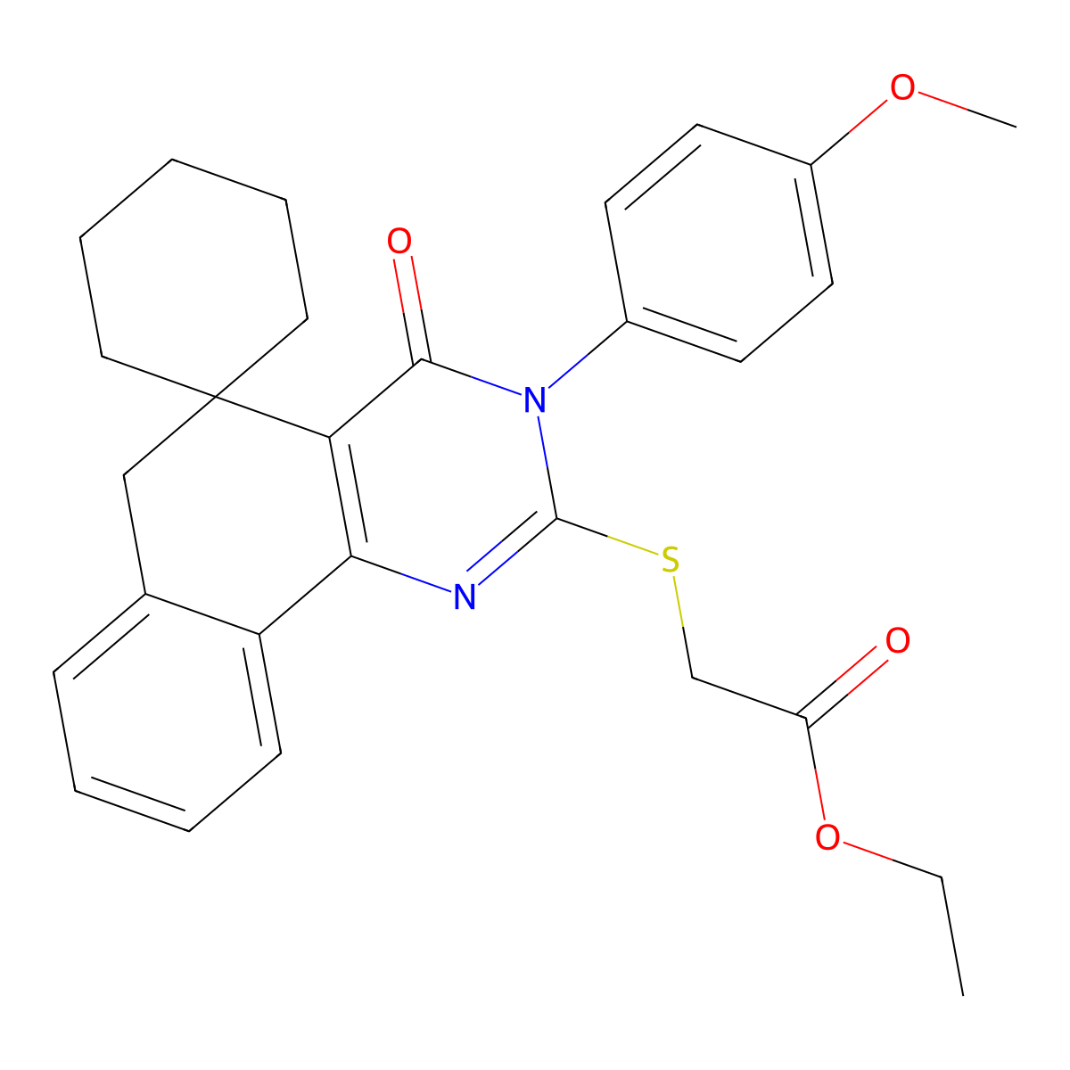 ethyl 2-[3-(4-methoxyphenyl)-4-oxospiro[6H-benzo[h]quinazoline-5,1'-cyclohexane]-2-yl]sulfanylacetate molecular structure, CAS 328069-52-9