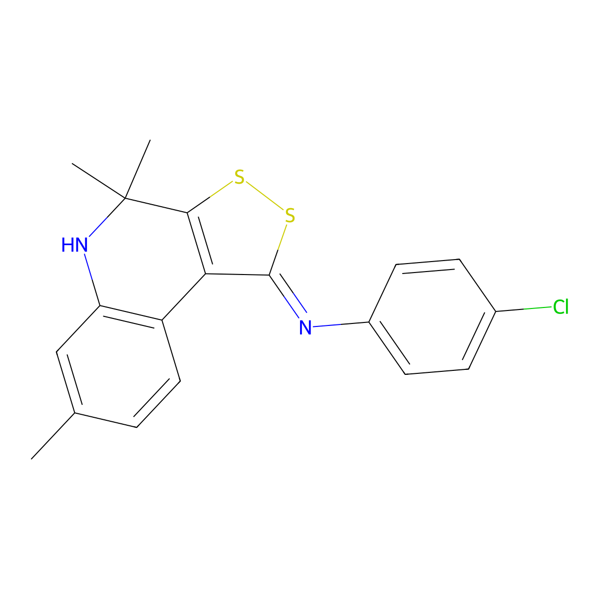 4-chloro-N-[(1Z)-4,4,7-trimethyl-4,5-dihydro-1H-[1,2]dithiolo[3,4-c]quinolin-1-ylidene]aniline molecular structure, CAS 328069-55-2