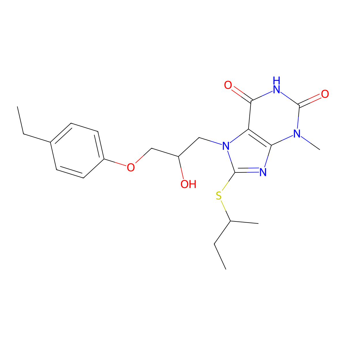 8-(sec-butylsulfanyl)-7-[3-(4-ethylphenoxy)-2-hydroxypropyl]-3-methyl-3,7-dihydro-1H-purine-2,6-dione molecular structure, CAS 328069-92-7