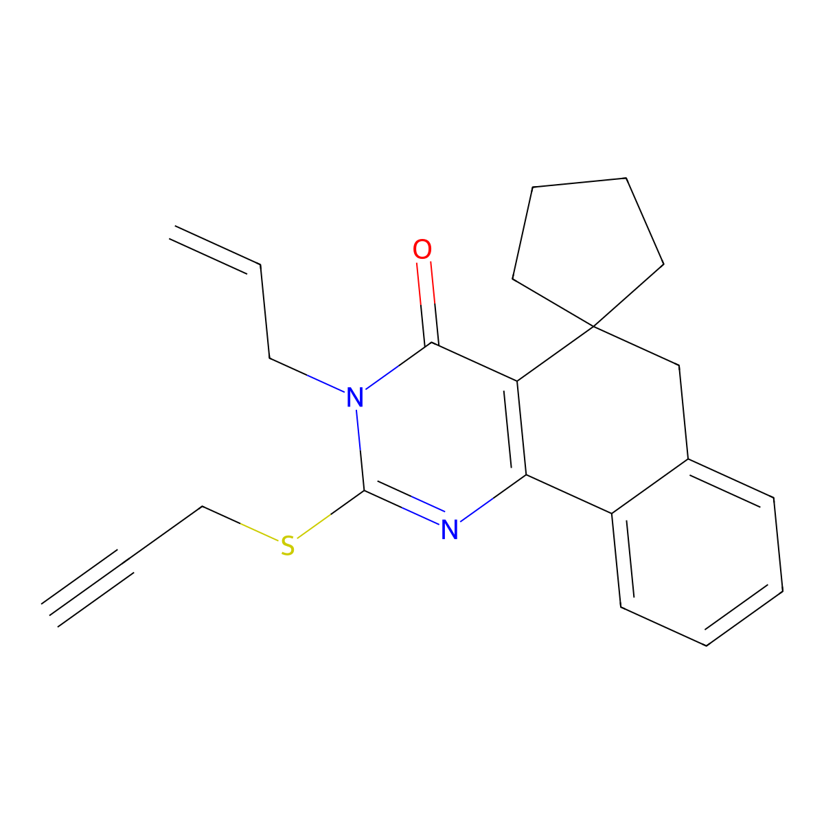 3-prop-2-enyl-2-prop-2-ynylsulfanylspiro[6H-benzo[h]quinazoline-5,1'-cyclopentane]-4-one molecular structure, CAS 328070-06-0