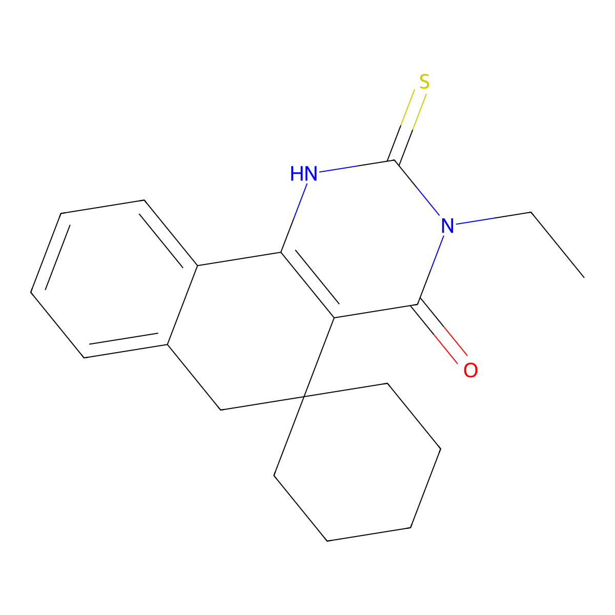 3-Ethyl-2-sulfanylidenespiro[1,6-dihydrobenzo[h]quinazoline-5,1'-cyclohexane]-4-one molecular structure, CAS 328070-12-8