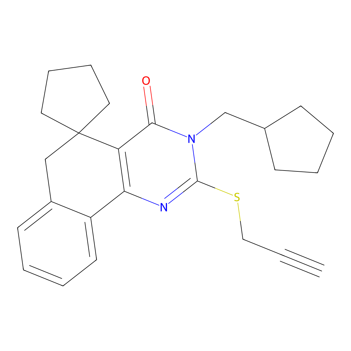 3-(cyclopentylmethyl)-2-prop-2-ynylsulfanylspiro[6H-benzo[h]quinazoline-5,1'-cyclopentane]-4-one molecular structure, CAS 328070-14-0