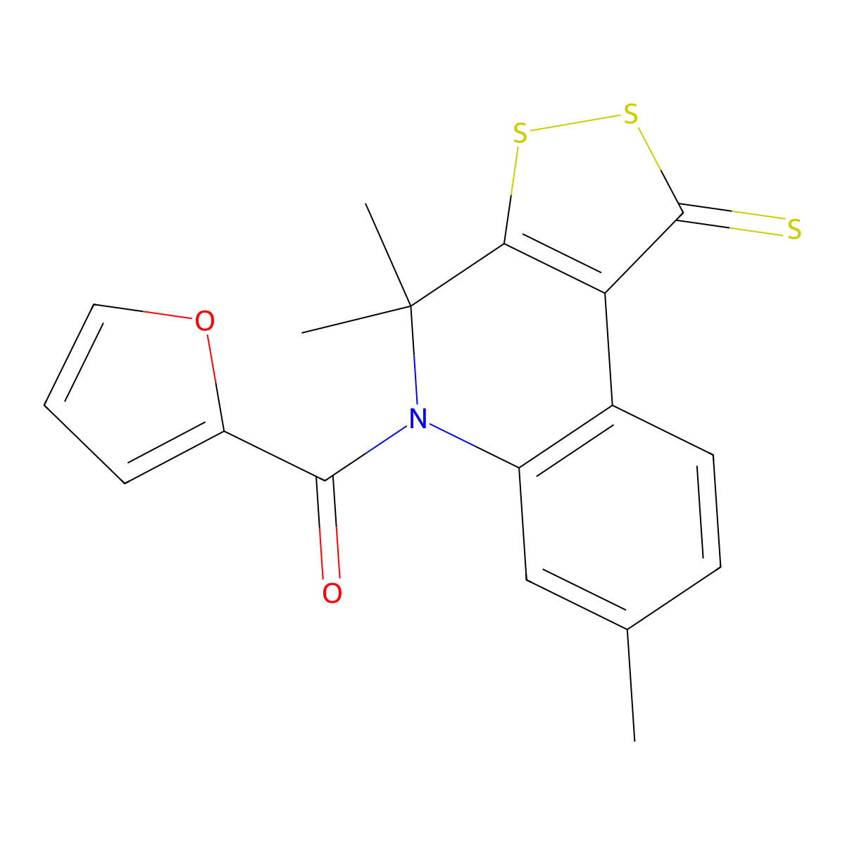 Furan-2-yl-(4,4,7-trimethyl-1-sulfanylidenedithiolo[3,4-c]quinolin-5-yl)methanone molecular structure, CAS 328070-16-2