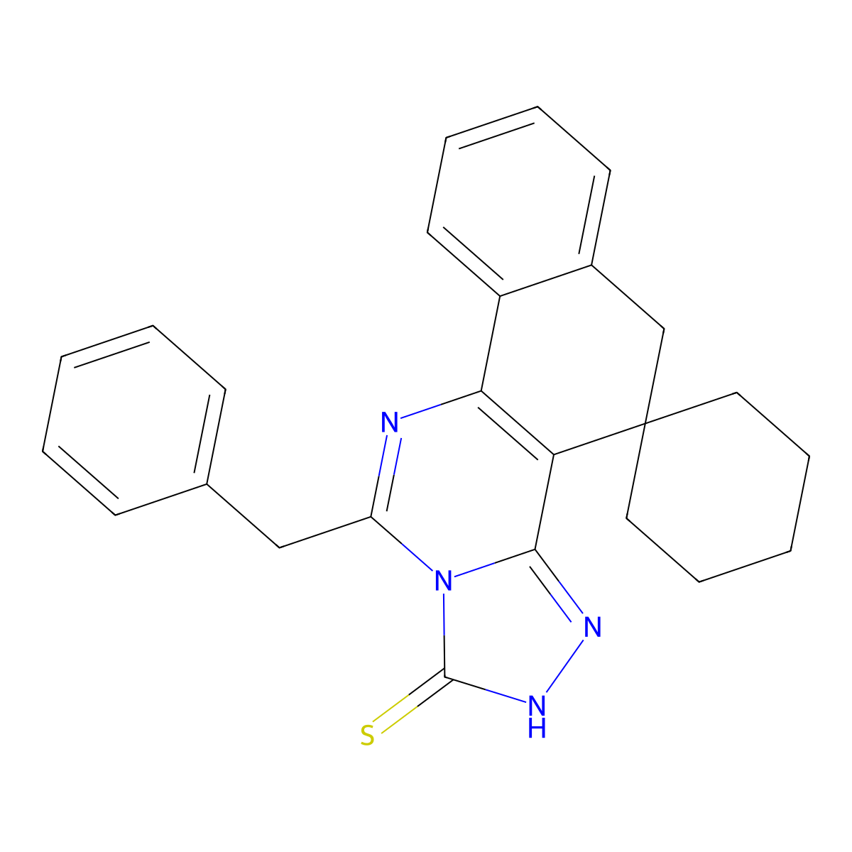 11-benzyl-5H-spiro[benzo[h][1,2,4]triazolo[4,3-c]quinazoline-4,1'-cyclohexane]-1-thiol molecular structure, CAS 328070-27-5